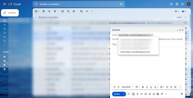 céges email cím kiválasztása Gmail